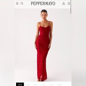 Peppermayo Rosa Corset Maxi Dress - Red Dress